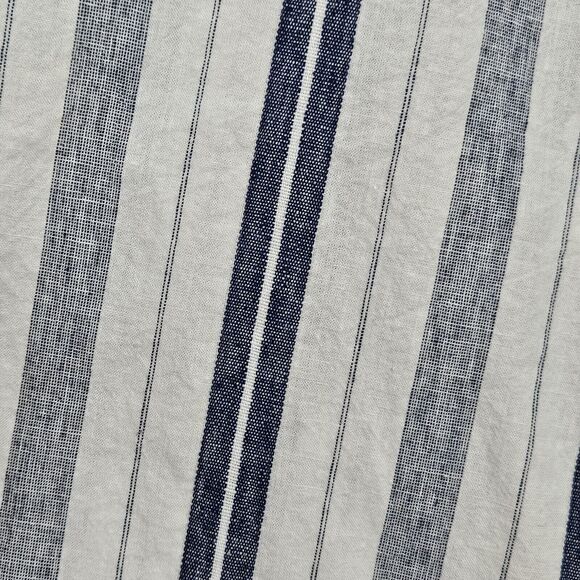 ANA Womens 2X White Blue Striped Linen Blend Wide Leg Crop Pants Belt Pull On - Picture 12 of 13